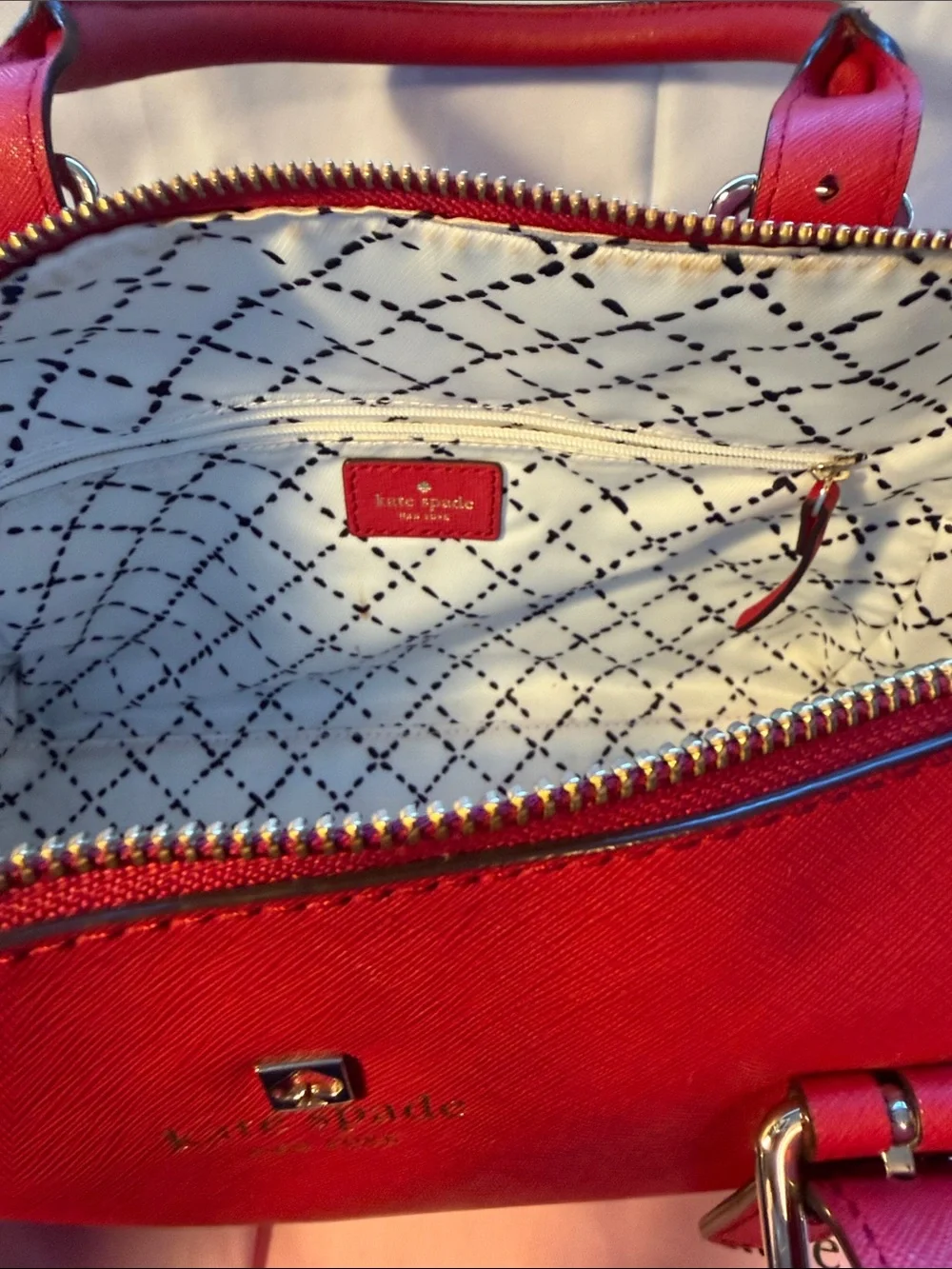 Kate Spade Red Saffiano Leather Satchel Crossbody Bag + Dust Bag